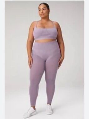 Fabletics Sculpt Knit Ribbed Plus Size Leggings Pink Size 3X.